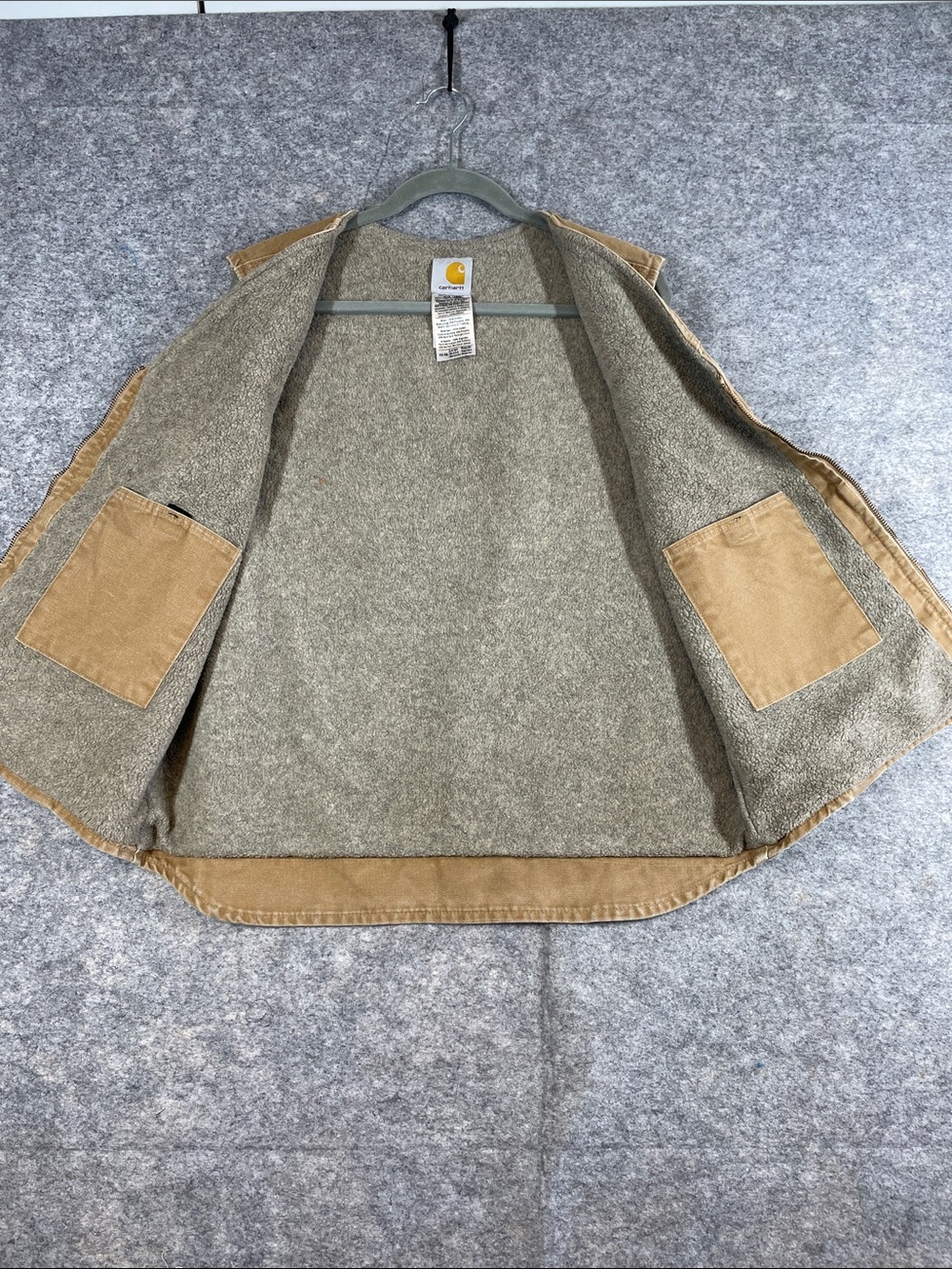Vintage 07 Carhartt Brown Zip Front Work Vest Large Workwear Utility Western - Picture 10 of 15